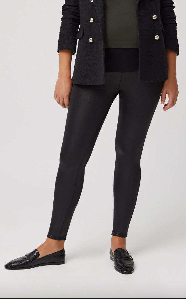 Ysabel Mora 70169 Thermal Maternity Leggings - Waxed finish trouser leggings with a warm fleece lining, back pockets and an extra wide elasticated waistband for a perfect fit on the tummy throughout pregnancy.