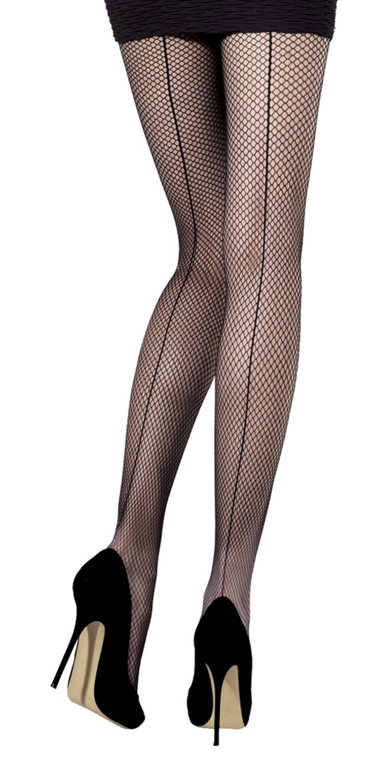 Emilio Cavallini Back Seam Fishnet Tights - Black classic fishnet tights with a back seam line.