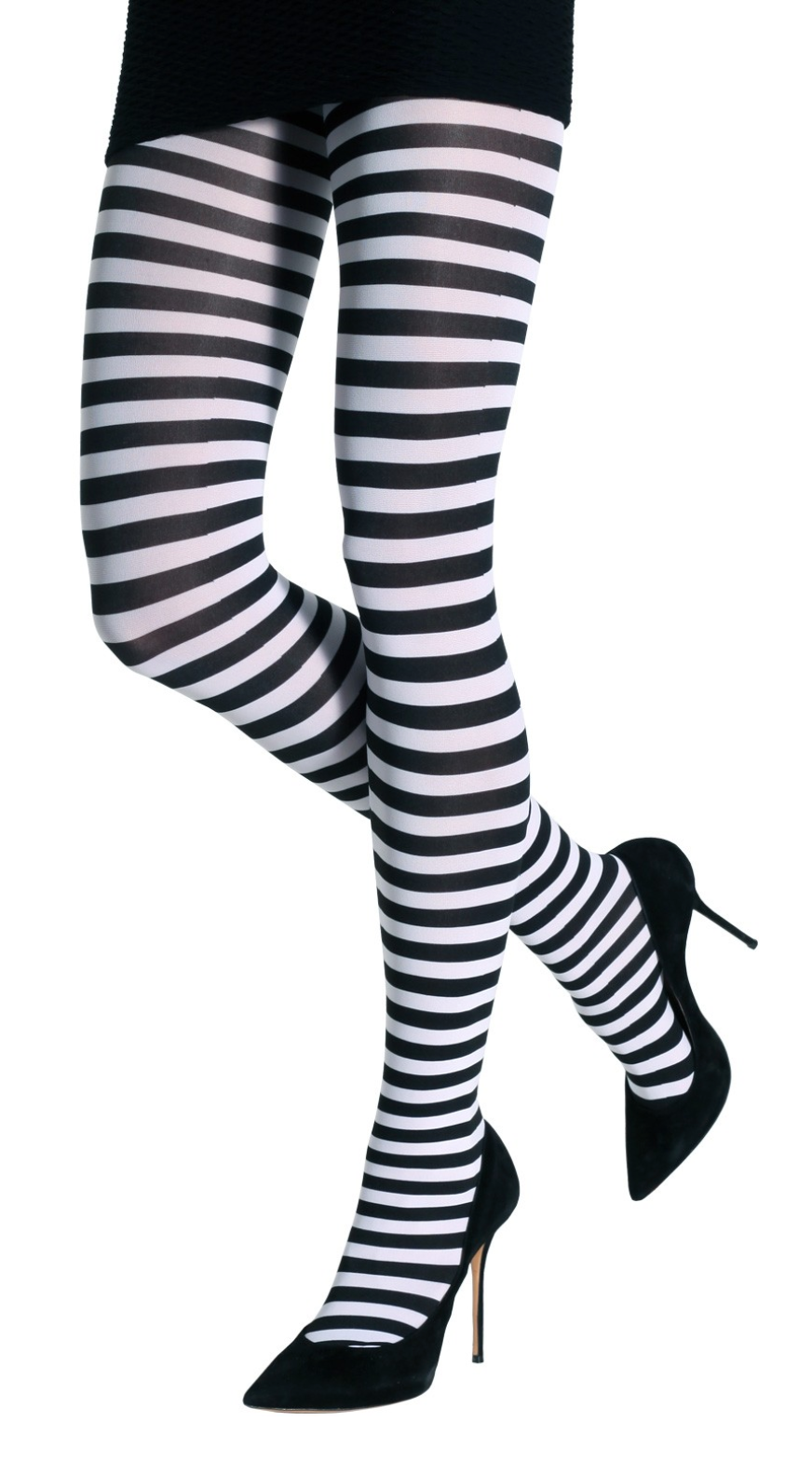 Emilio Cavallini Two Toned Horizontal Stripes Tights - black and white striped tights