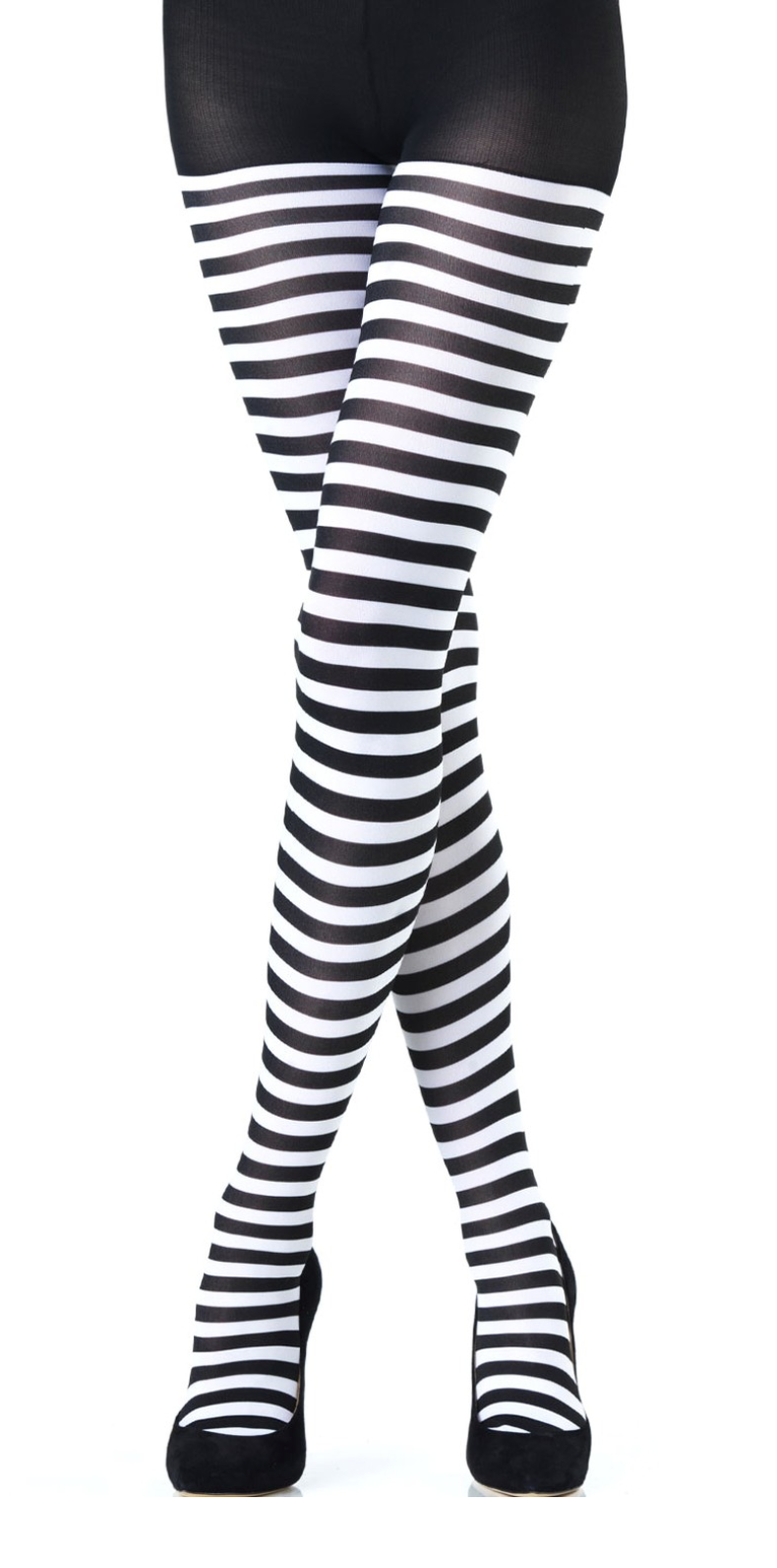 Emilio Cavallini Two Toned Horizontal Stripes Tights - black and white striped tights