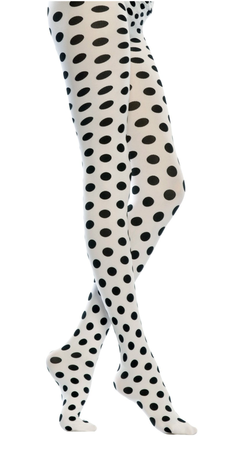 Emilio Cavallini Two Toned Medium Dots Tights - white opaque tights with black polka dots