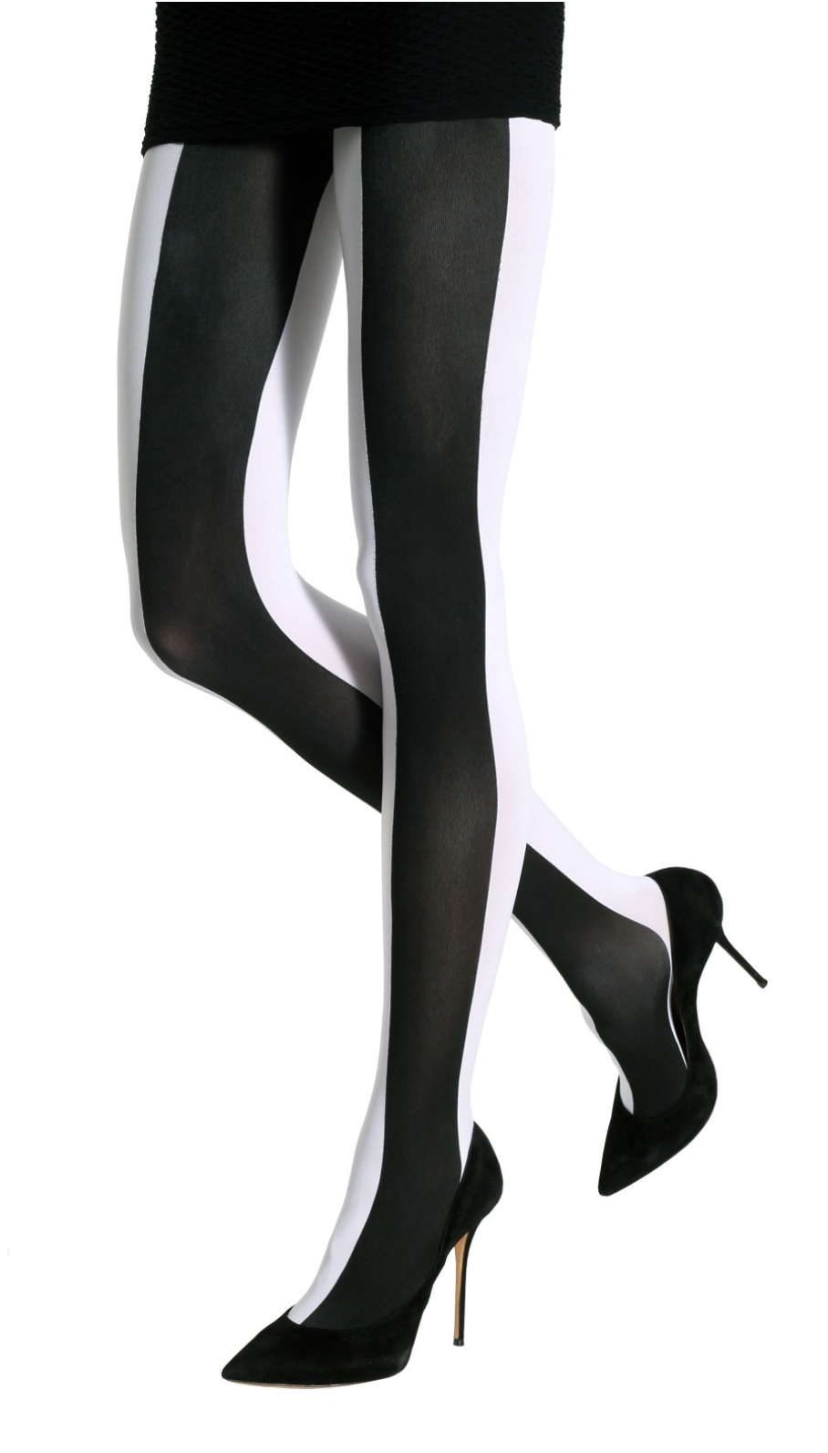 Emilio Cavallini Two Toned Large Vertical Stripes Tights - black and white striped tights