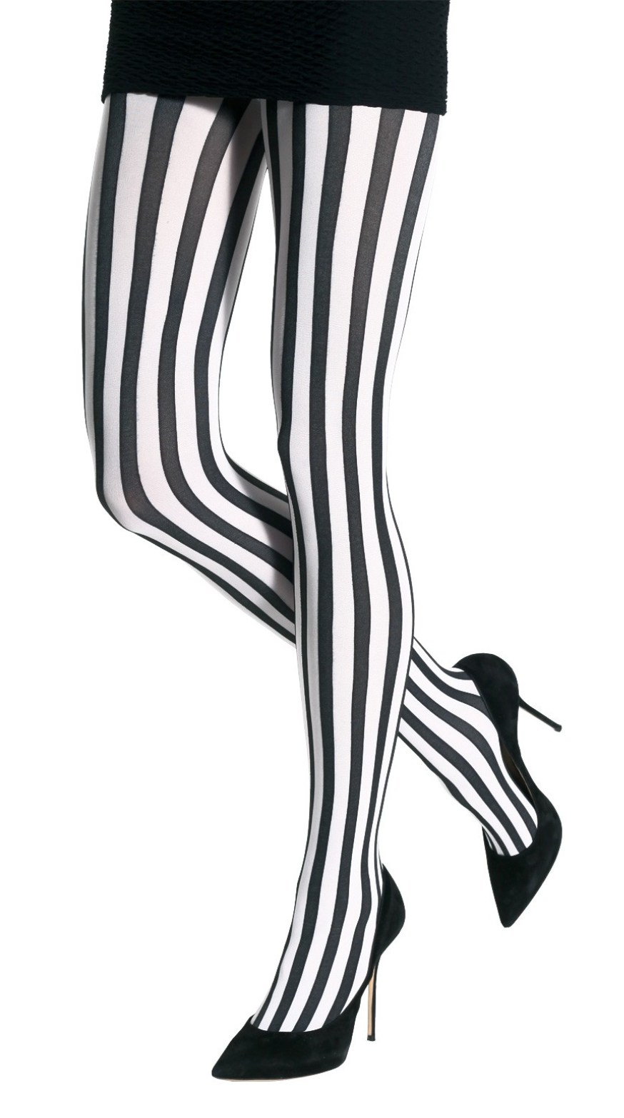 Emilio Cavallini Two Toned Vertical Stripes Tights - black and white striped tights