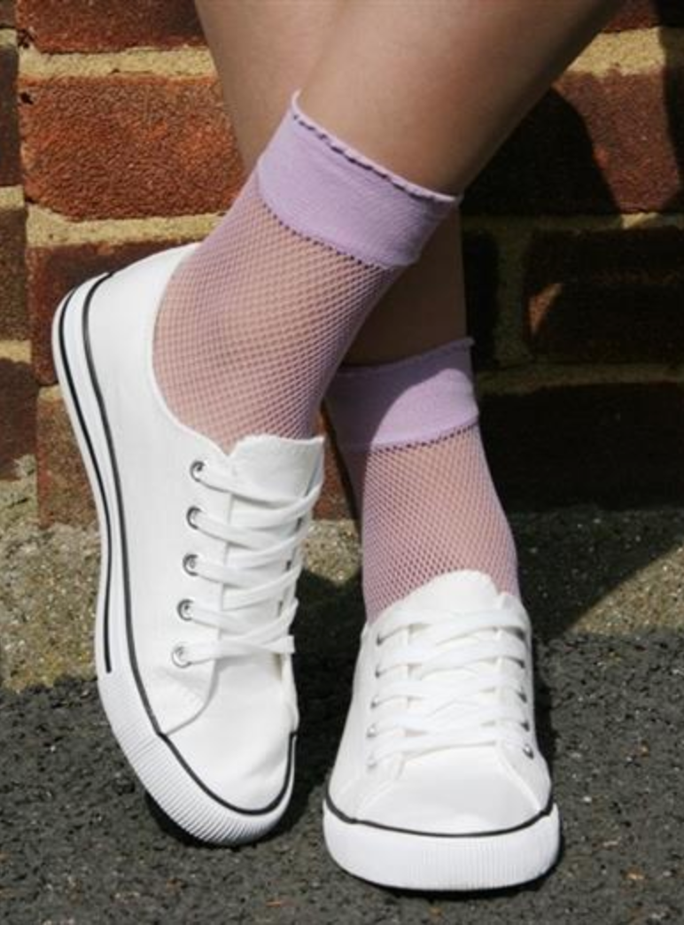 Gipsy Fishnet Ankle Socks - lilac purple micro net mesh socks