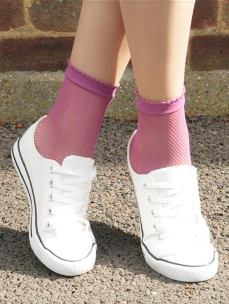 Gipsy Fishnet Ankle Socks - pink micro net mesh socks