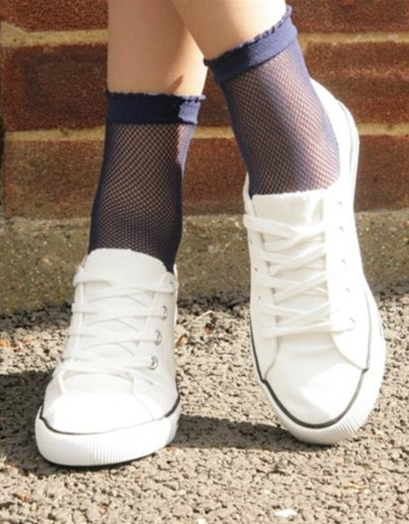 Gipsy Fishnet Ankle Socks - navy micro net mesh socks