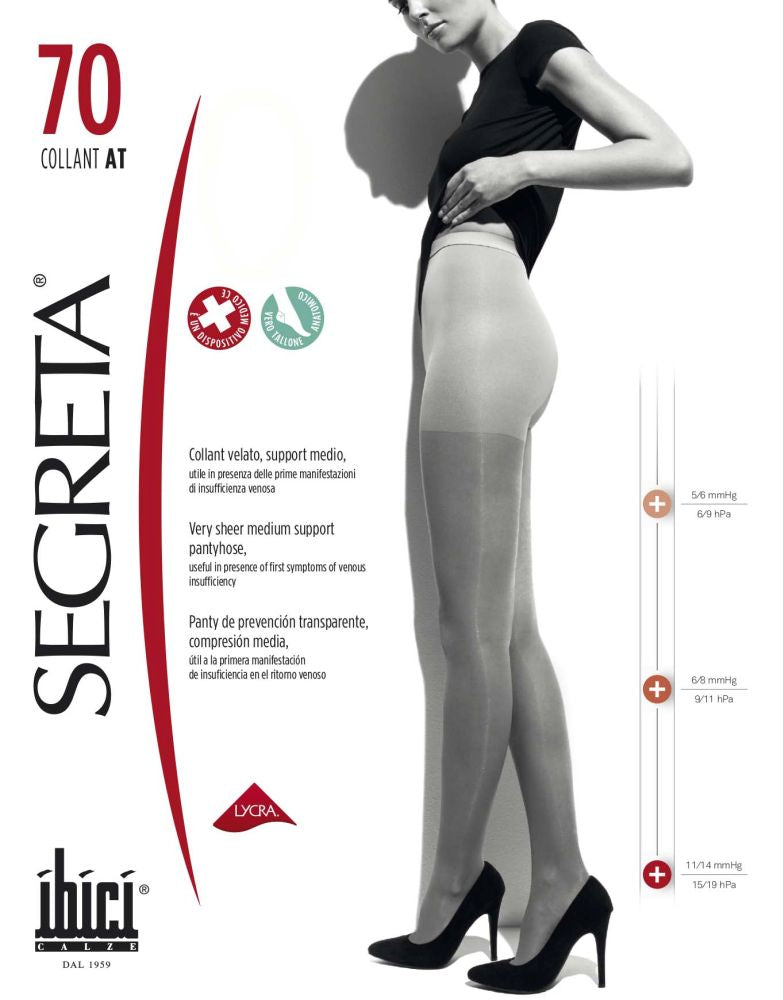 Ibici Segreta 70 - 70 denier medium strength compression support tights, ideal for varicose veins and long haul flights