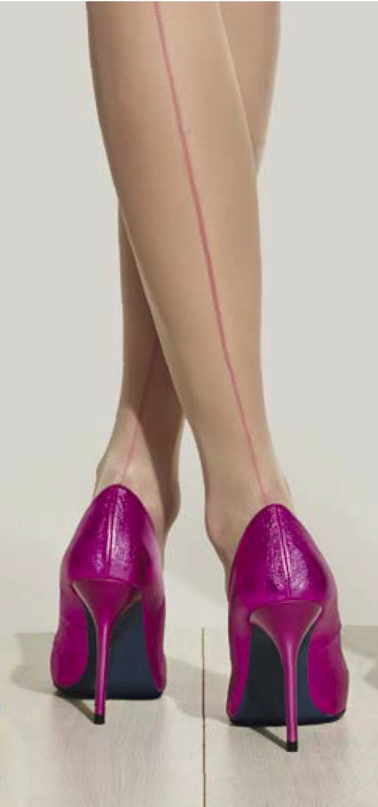 Trasparenze Mirtillo Collant - sheer nude fashion tights with pink back seam stripe