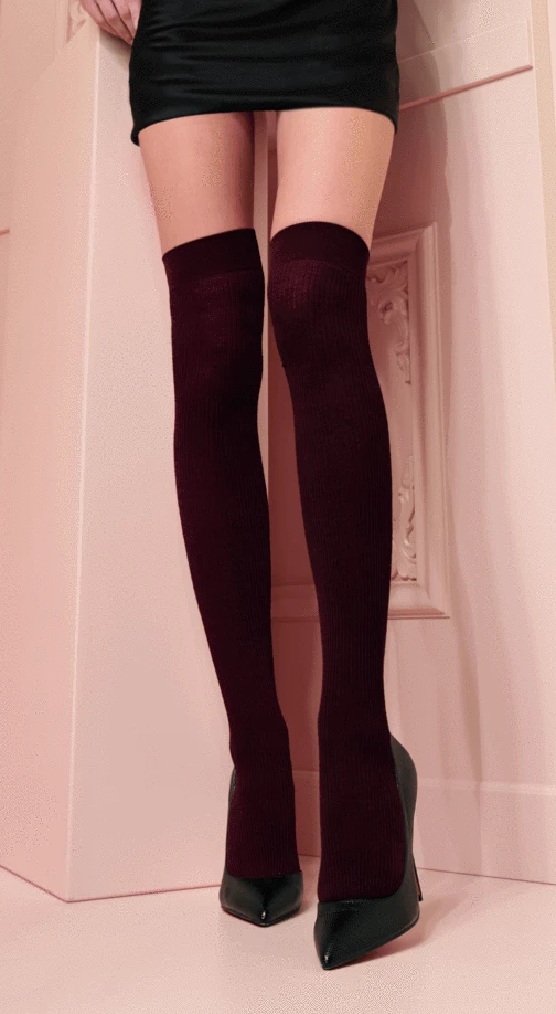 Trasparenze Dora Calza - soft and warm ribbed merino wool over the knee thigh high socks