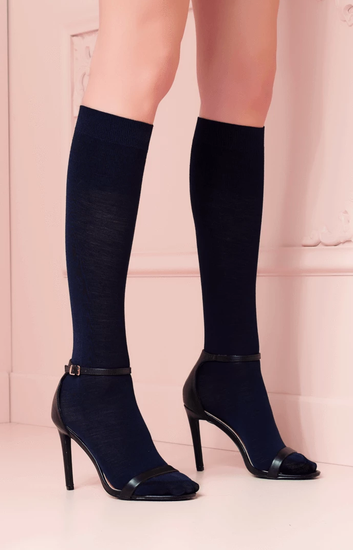 Trasparenze Georgia Gambaletto - black knee-high warm viscose socks with soft cashmere