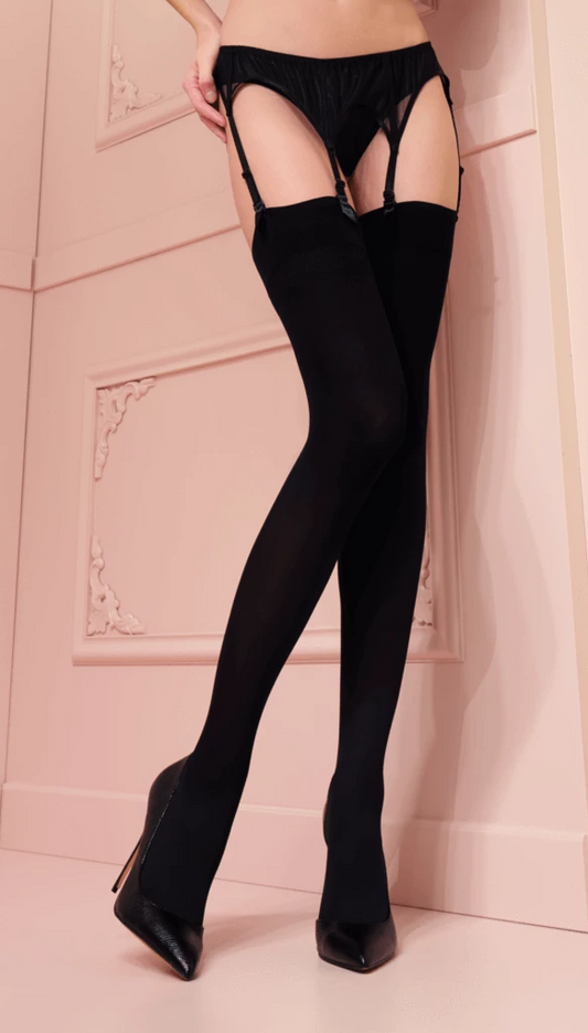 Trasparenze Sandra Calze - plain opaque stockings for suspender / garter belt in black and navy