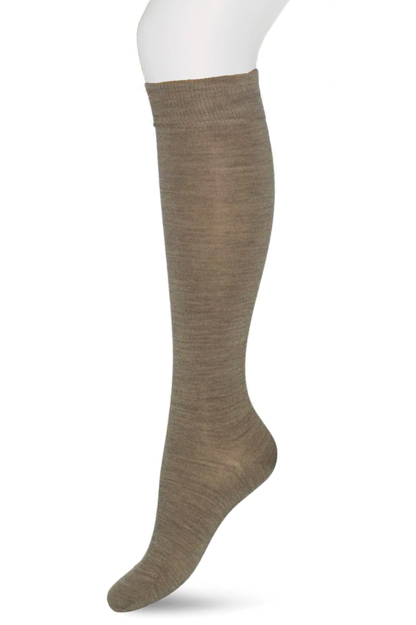 Bonnie Doon Wool/Cotton Knee-High R715011 - Taupe beige thermal knee socks perfect for cold Winters
