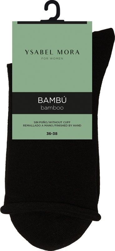 Ysabel Mora 12347 Bamb̼ Sin Puno Sock - No cuff quarter high bamboo socks with shaped heel and flat toe seam, available in black, navy and grey.
