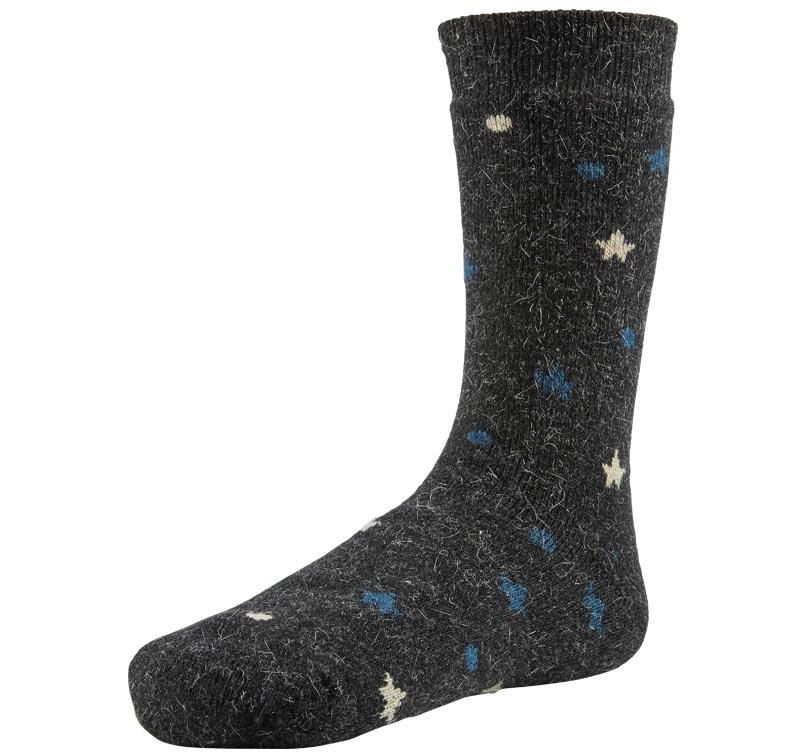 Ysabel Mora 12671 Starry Angora Socks - black warm and wooly thermal socks with stars pattern