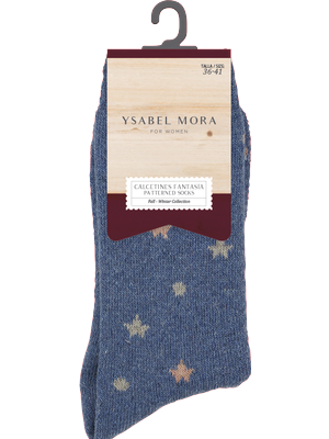 Ysabel Mora 12671 Starry Angora Socks - warm and wooly thermal socks with stars pattern