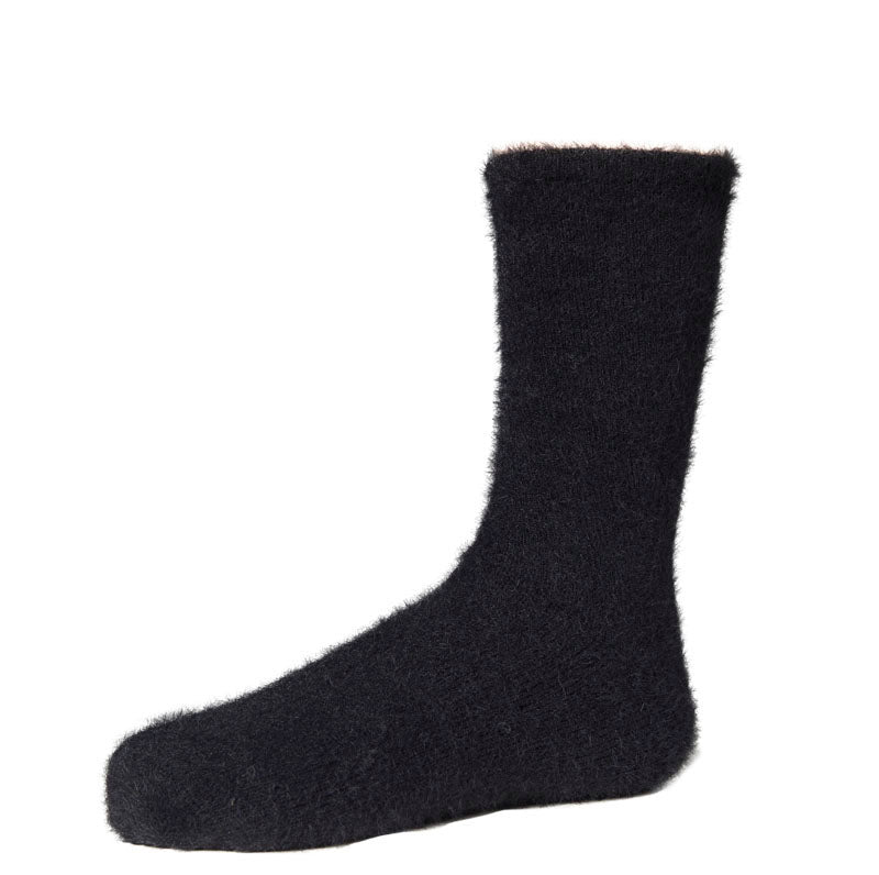 Ysabel Mora 12676 Fluffy Sock - Black super soft and fluffy tube ankle sock with a soft top cuff.