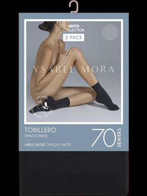 Ysabel Mora - 18124 Tobillero Sin Puno - 70 denier matte opaque no cuff ankle socks, in beige, black and navy.