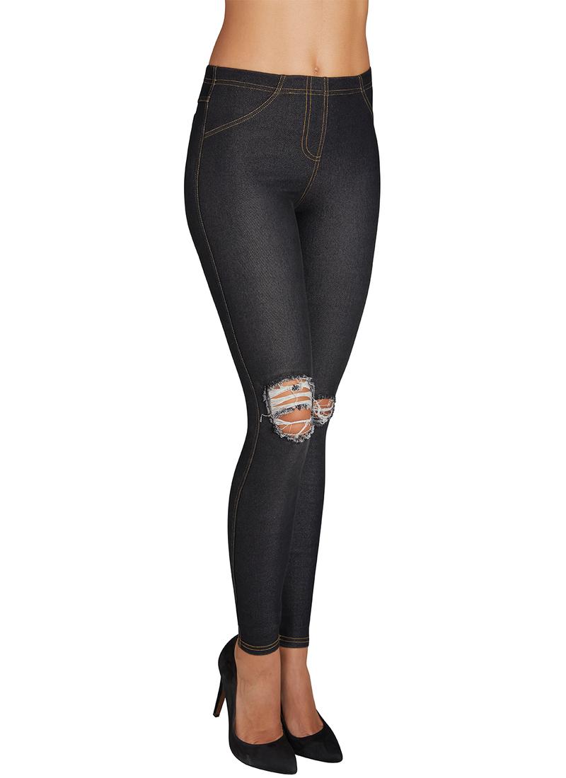 Ysabel Mora - 70213 Ripped Distressed Jeans - black denim stretch cotton jeans/jeggings, available in sizes S,M, L and XL
