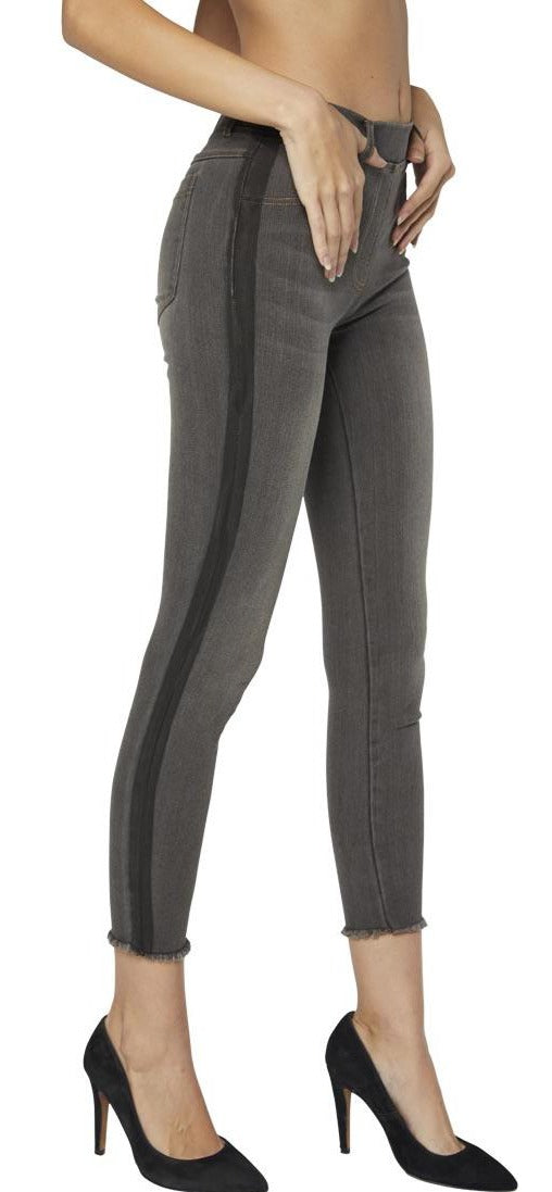 Ysabel Mora 70250 Faded Stripe Jeggings - grey denim jeans leggings with a dark grey side stripe