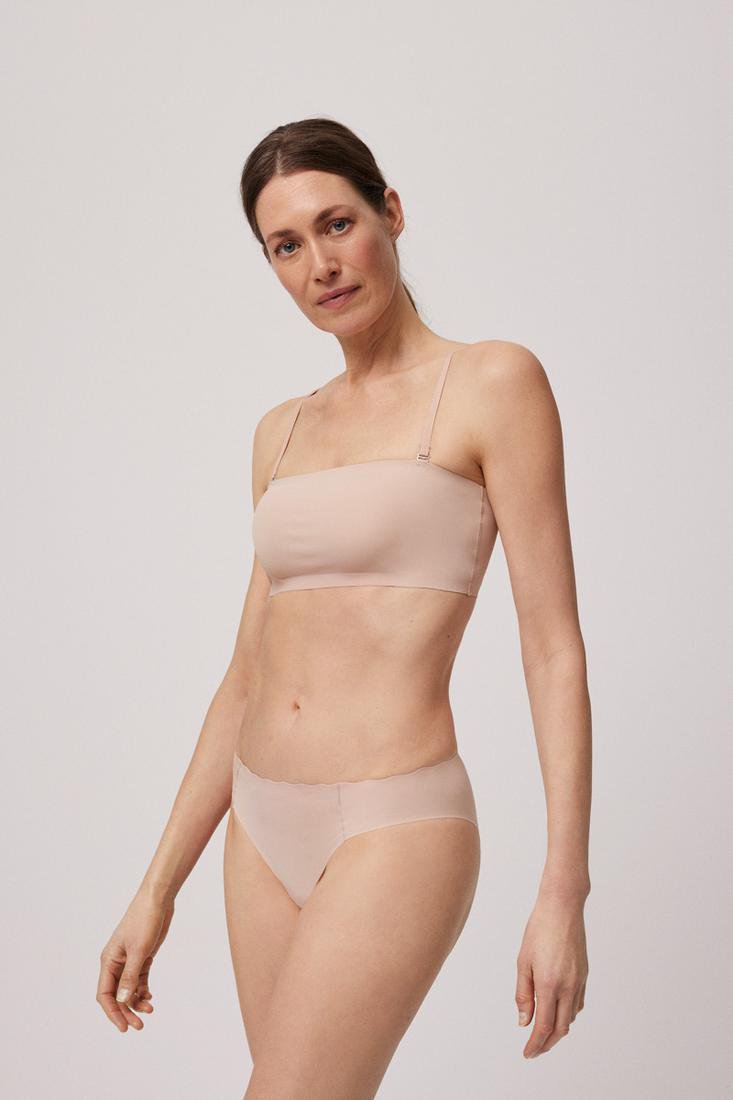 Ysabel Mora 10110 Bandeau Top - Plain natural nude flat seamed bandeau tube top with removable pads and removable adjustable straps.