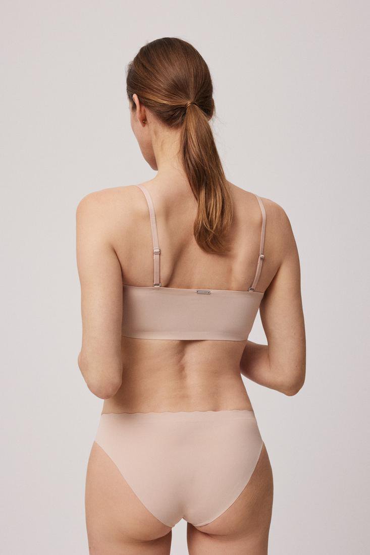 Ysabel Mora 10110 Bandeau Top - Plain natural nude flat seamed bandeau tube top with removable pads and removable adjustable straps.