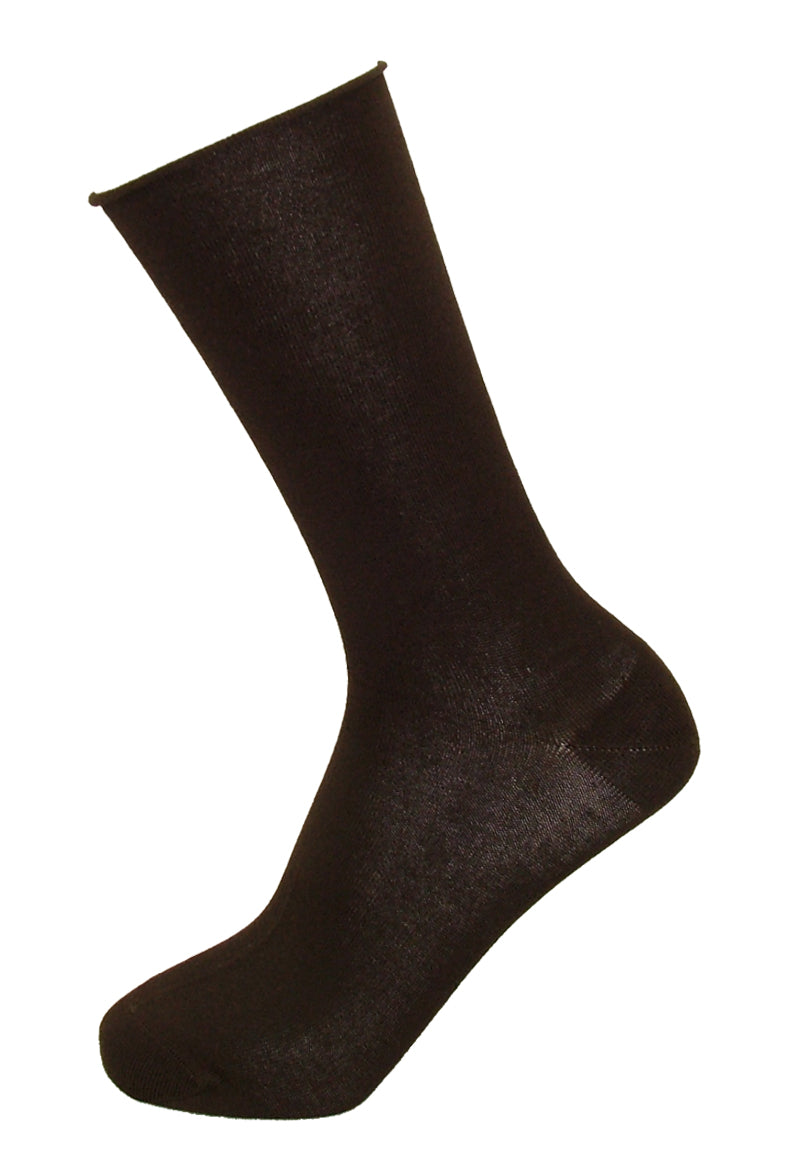 Ysabel Mora - 12345 Bambu - dark brown no cuff bamboo ankle socks, breathable and cool in the Summer, warm in the Winter