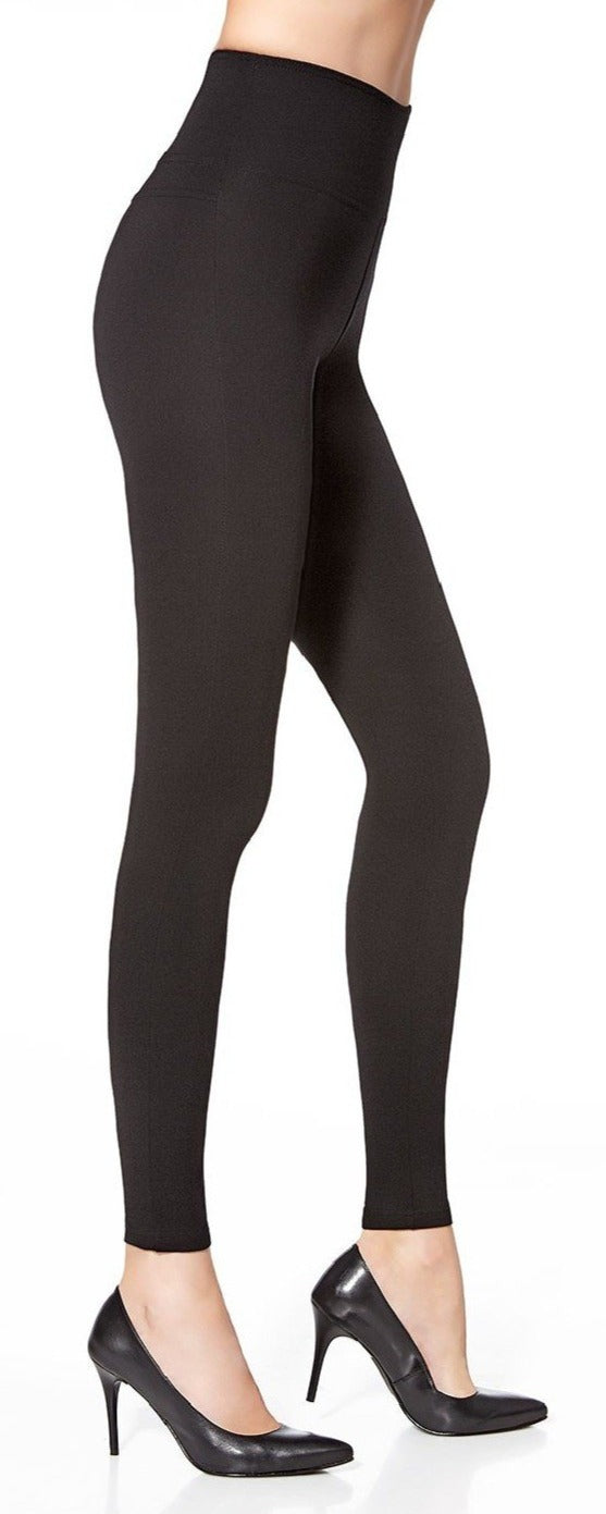 BasBleu Livia Leggings - black high waisted control top waist shaping leggings