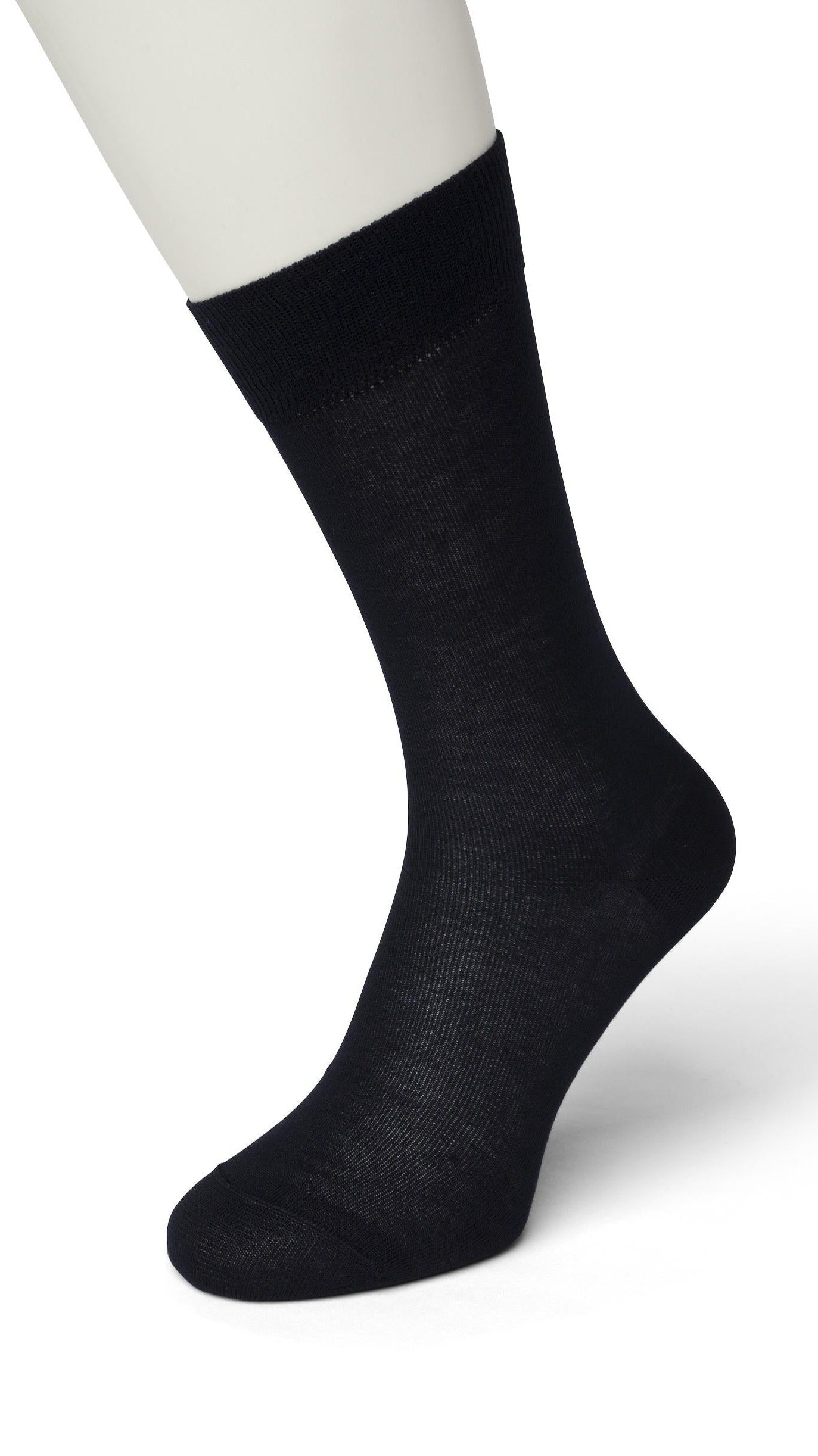 Bonnie Doon Pure Cotton Sock - navy 100% cotton lightweight men's crew ankle dress sock