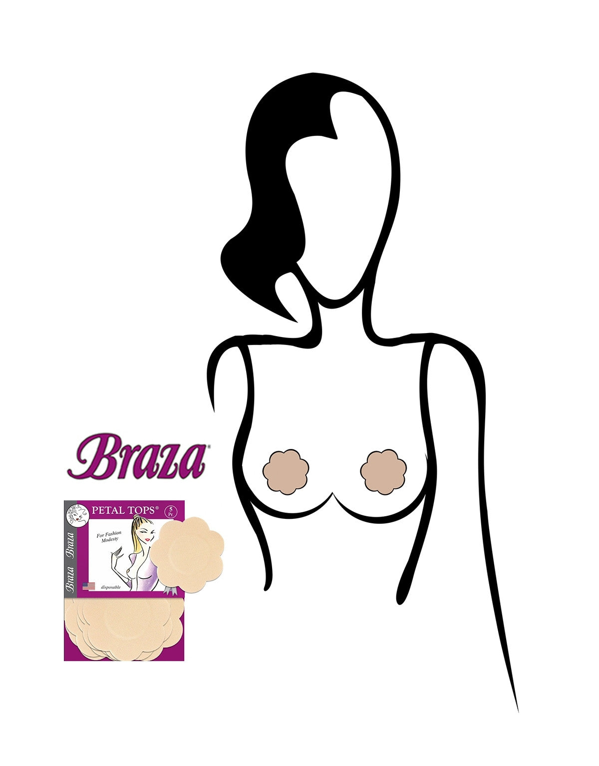 Braza Petal Tops - Nude colour flower shape nipple cover pasties.