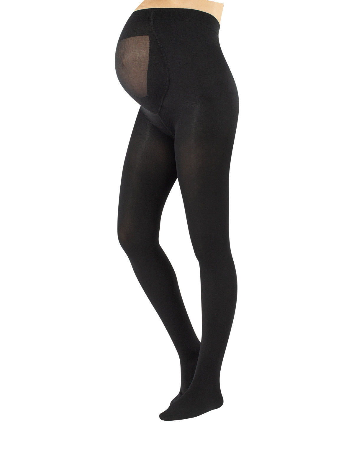 Calzitaly 100 Den Maternity Tights - Black ultra opaque pregnancy tights with an extra panel and flat seam.