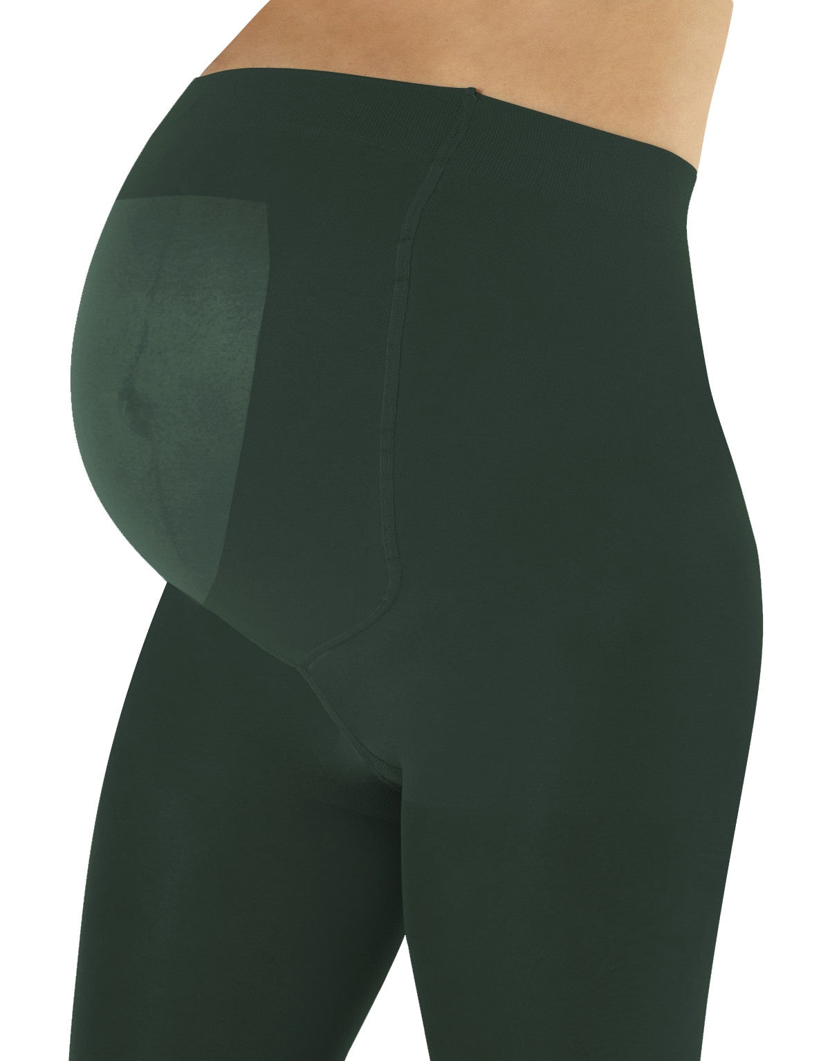 Calzitaly 100 Den Maternity Tights - Bottle green ultra opaque pregnancy tights with an extra panel and flat seam.