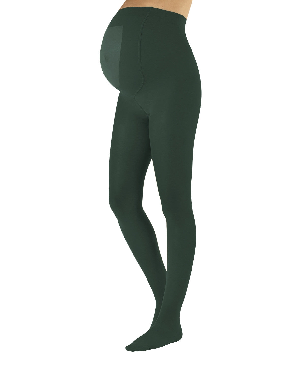 Calzitaly 100 Den Maternity Tights - Dark bottle green ultra opaque pregnancy tights with an extra panel and flat seam.