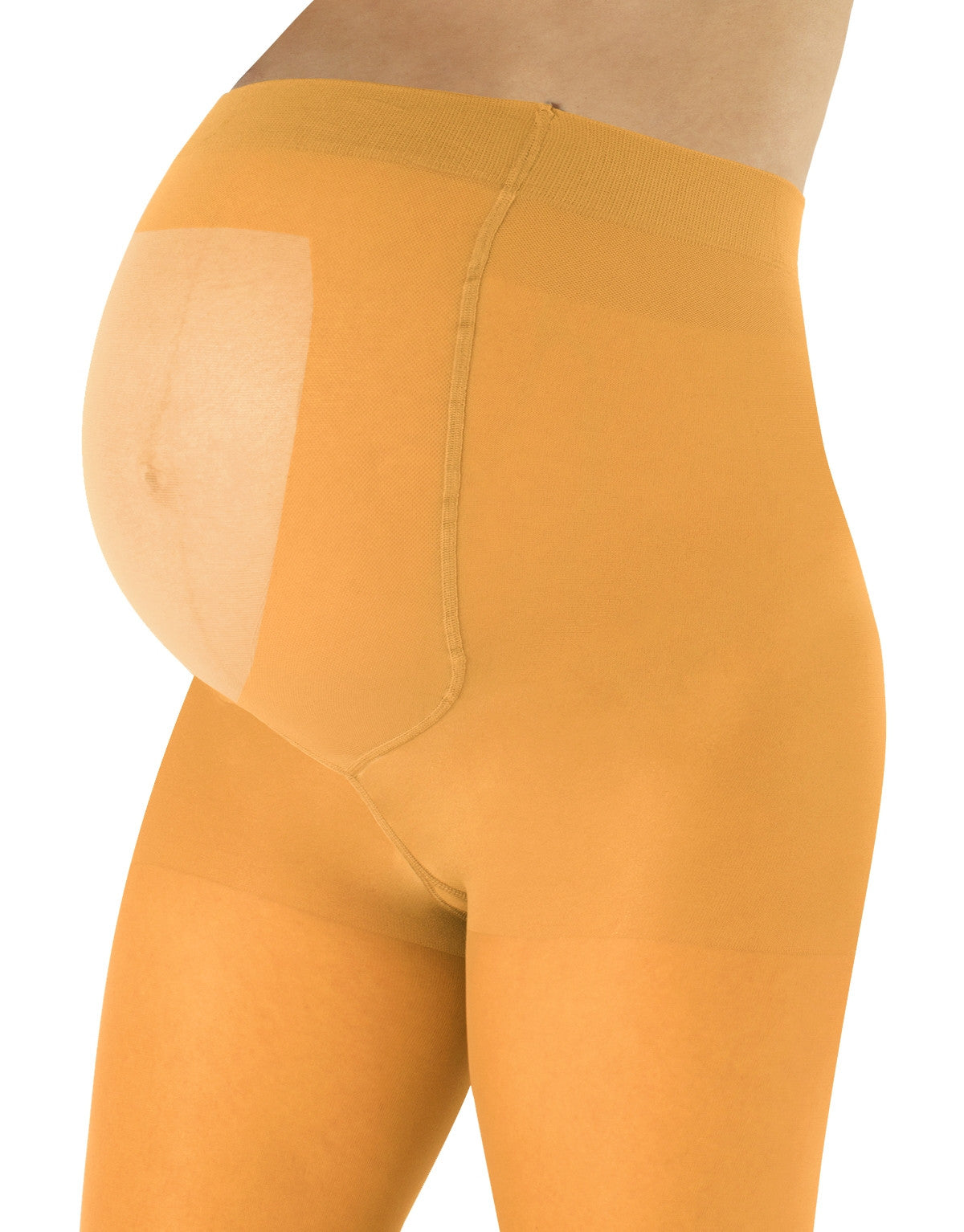 Calzitaly 100 Den Maternity Tights - Light mustard ultra opaque pregnancy tights with an extra panel and flat seam.