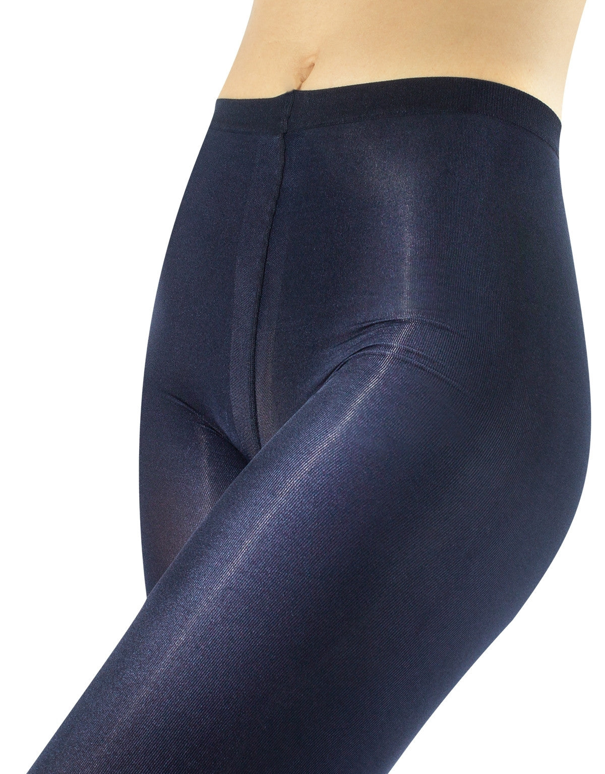 Calzitaly Glossy Tights - Navy blue ultra opaque tights with a shiny satin finish.