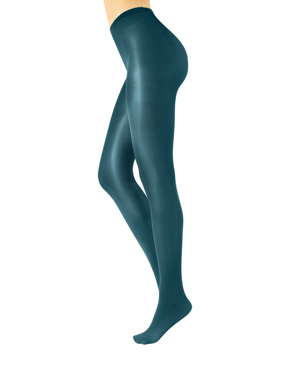 Calzitaly Glossy Tights - Teal green ultra opaque tights with a shiny satin finish.