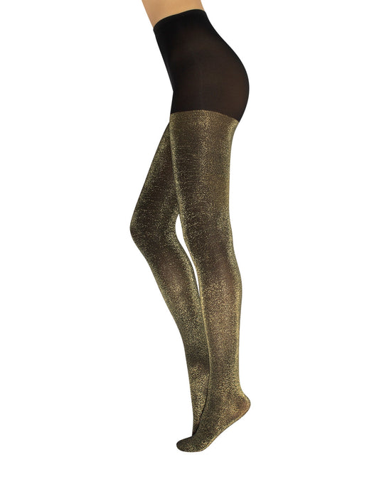 Calzitaly Shiny Lurex Tights - Sparkly lam̩ opaque fashion tights with in black and gold.