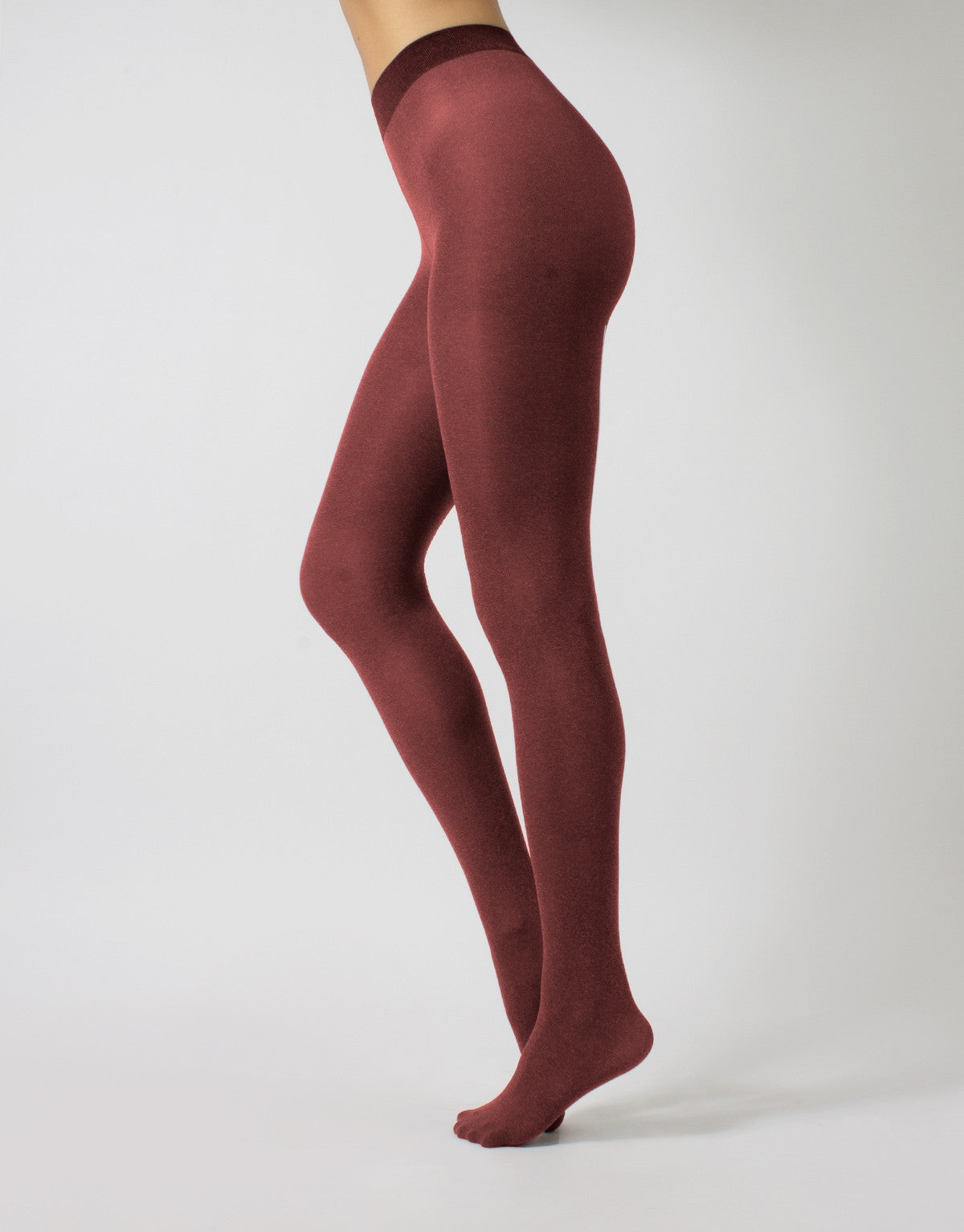 Calzitaly Melange Seam Tights - Wine burgundy opaque fashion tights with a knitted fleck effect, white back seam.