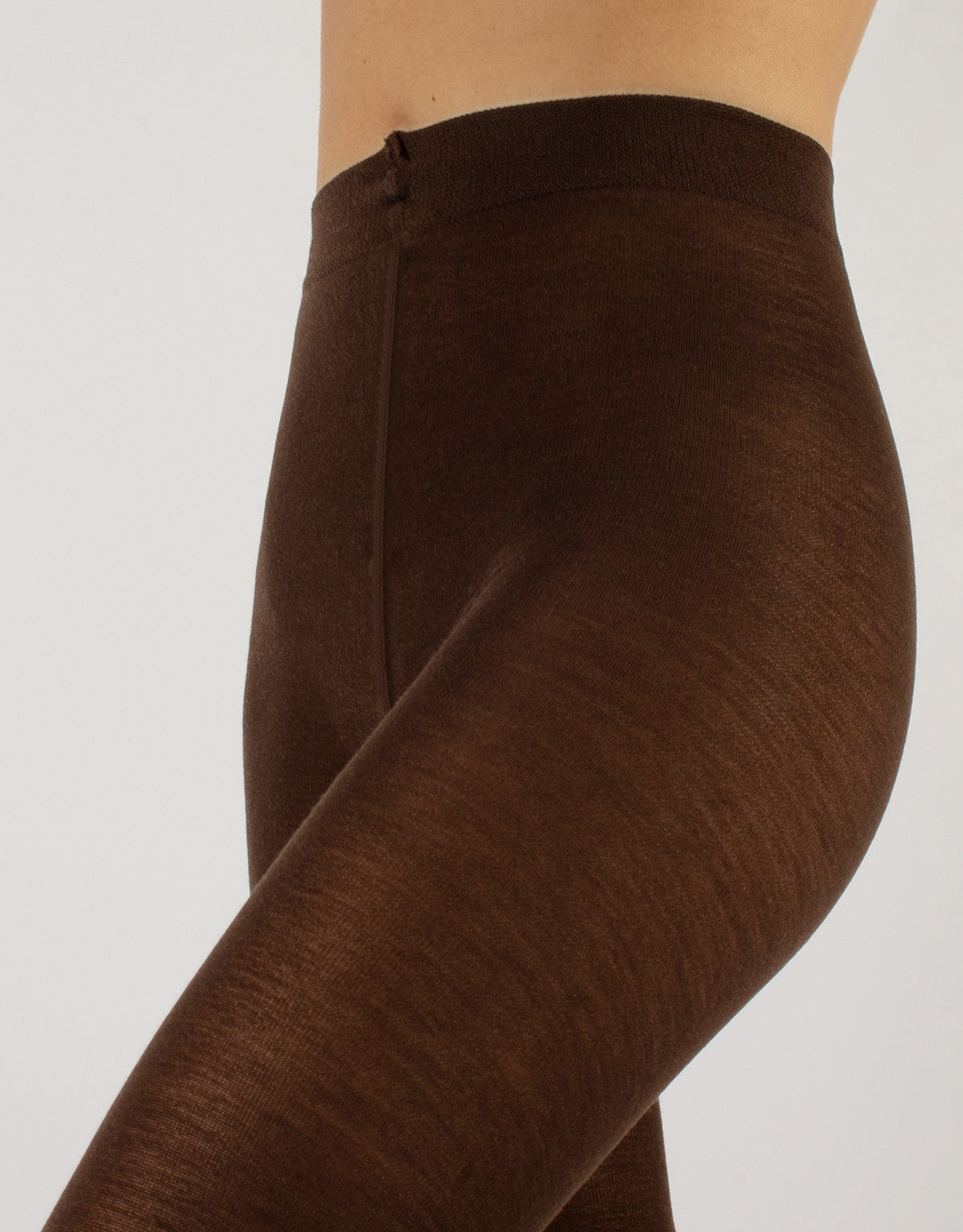 Calzitaly Dark Brown Merino Tights - Light and warm knitted thermal tights with deep waistband and gusset, perfect for cold Winters.
