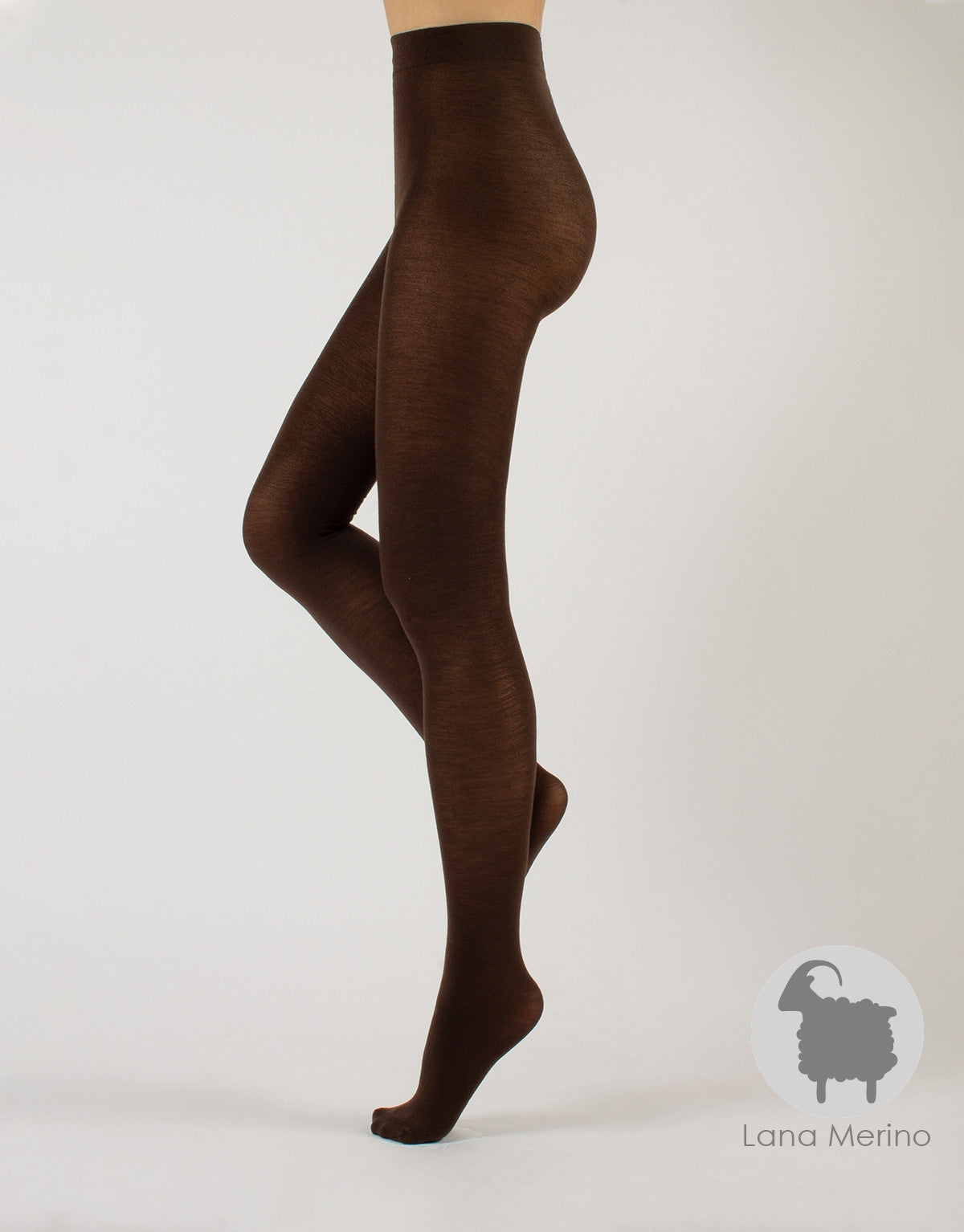 Calzitaly Dark Brown Merino Tights - Light and warm knitted thermal tights with deep waistband and gusset, perfect for cold Winters.