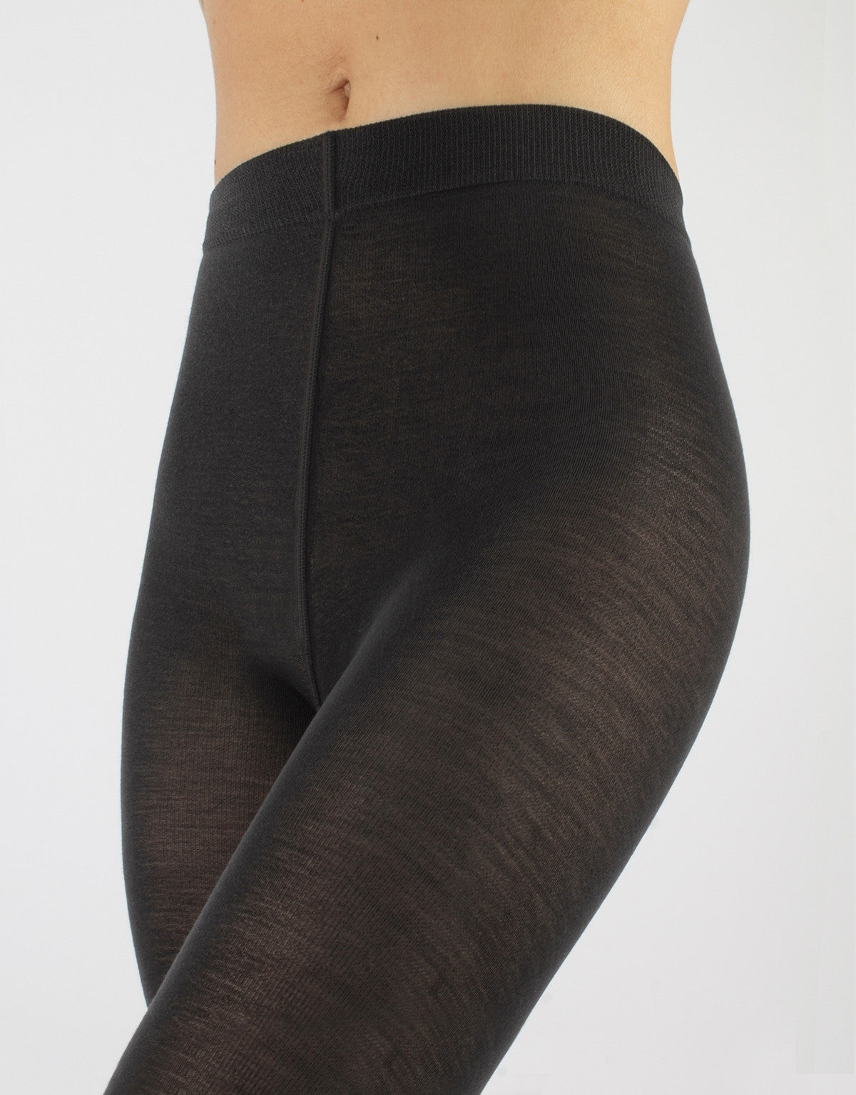 Calzitaly Dark Grey Merino Tights - Light and warm knitted thermal tights with deep waistband and gusset, perfect for cold Winters.