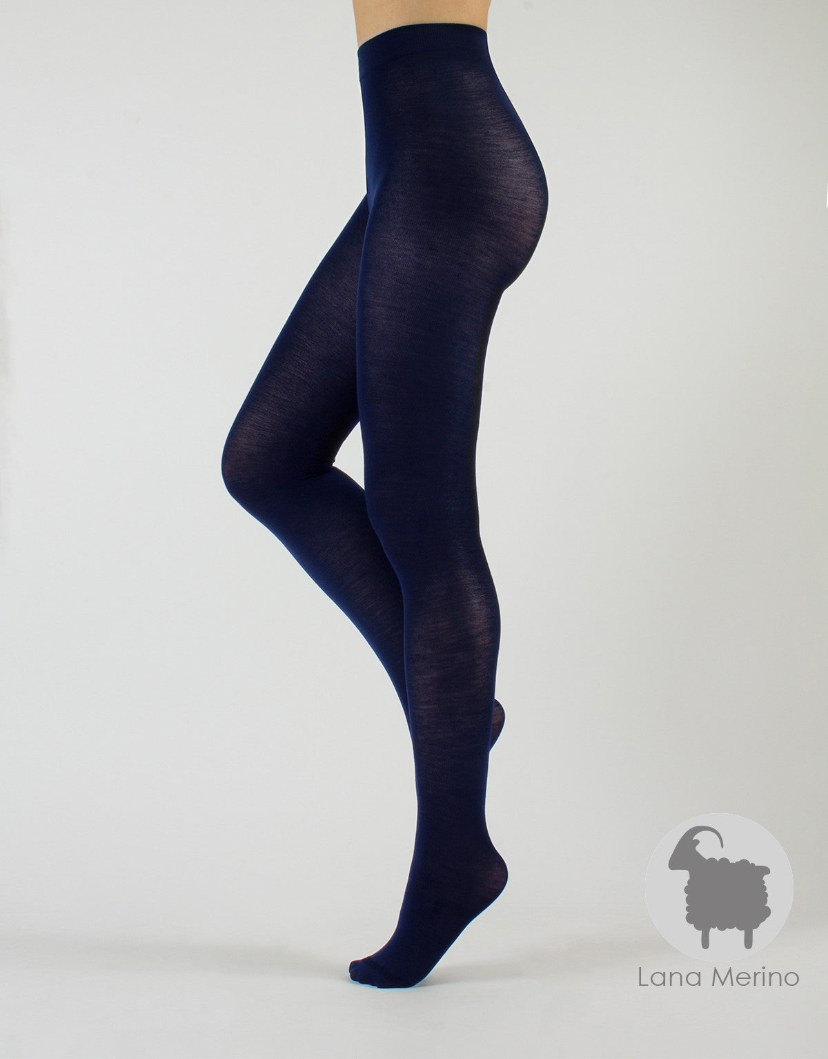 Calzitaly Navy Blue Merino Tights - Light and warm knitted thermal tights with deep waistband and gusset, perfect for cold Winters.
