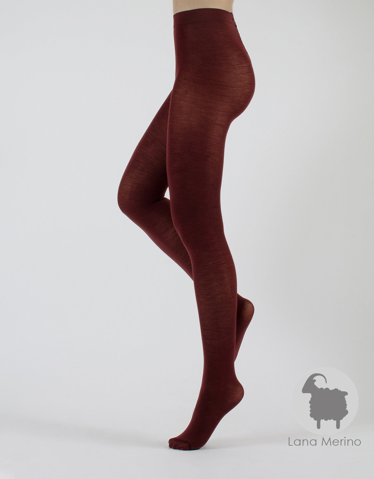 Calzitaly Wine Merino Tights - Light and warm knitted thermal tights with deep waistband and gusset, perfect for cold Winters.