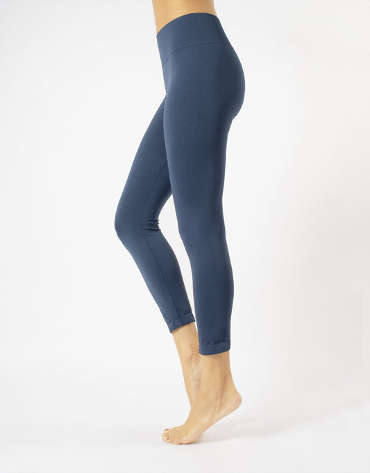 Calzitaly Seamless Leggings - Soft and plain denim blue leggings with a deep elasticated waist band and gusset for a comfortable fit.