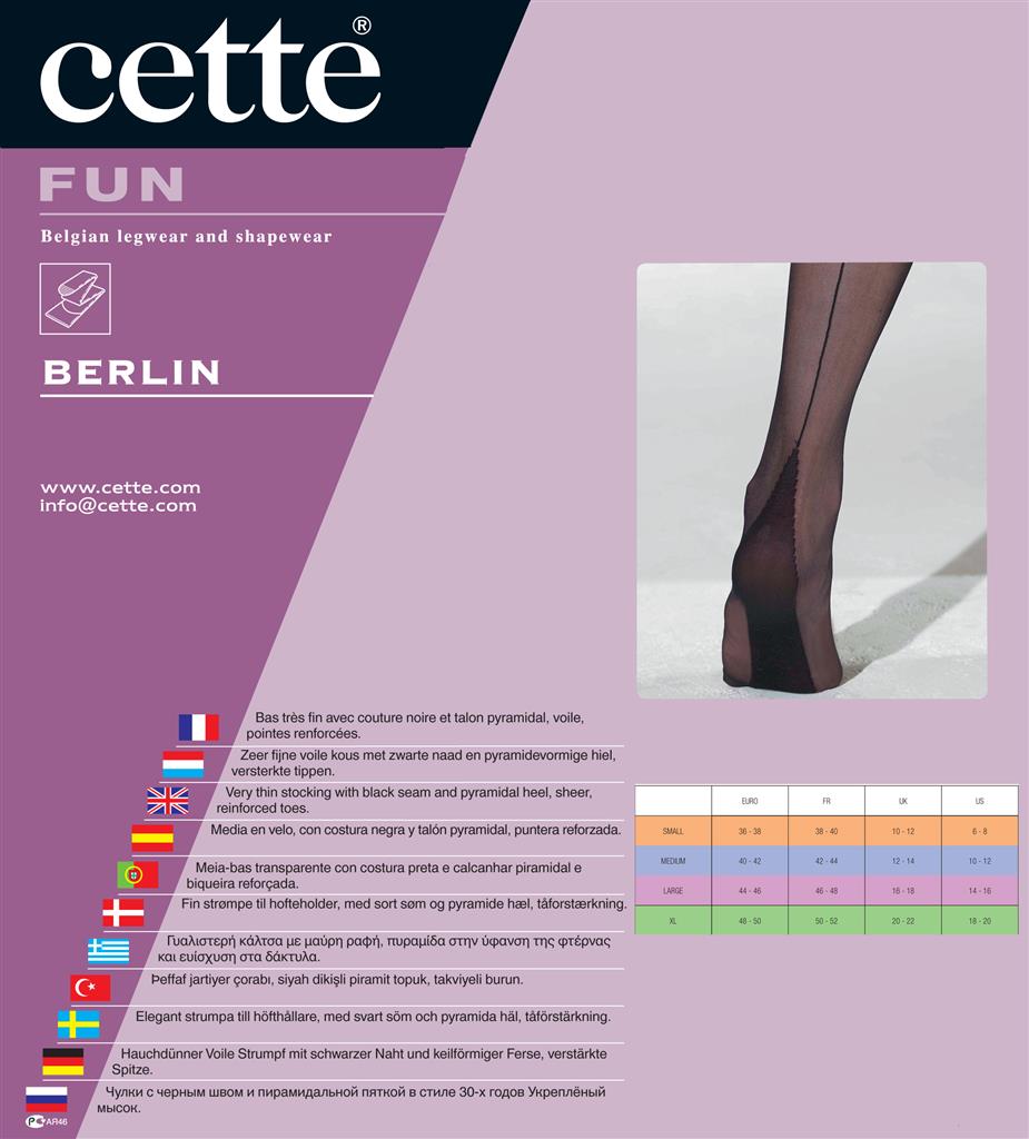 Cette Berlin - sheer nude stockings with black back seam and top