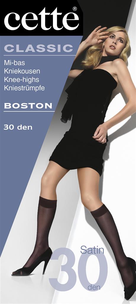 Cette Boston - black semi opaque satin touch knee-high popsocks