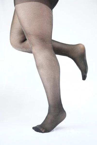 Pamela Mann Curvy Glitter Tights - plus size black tights with metallic silver lame