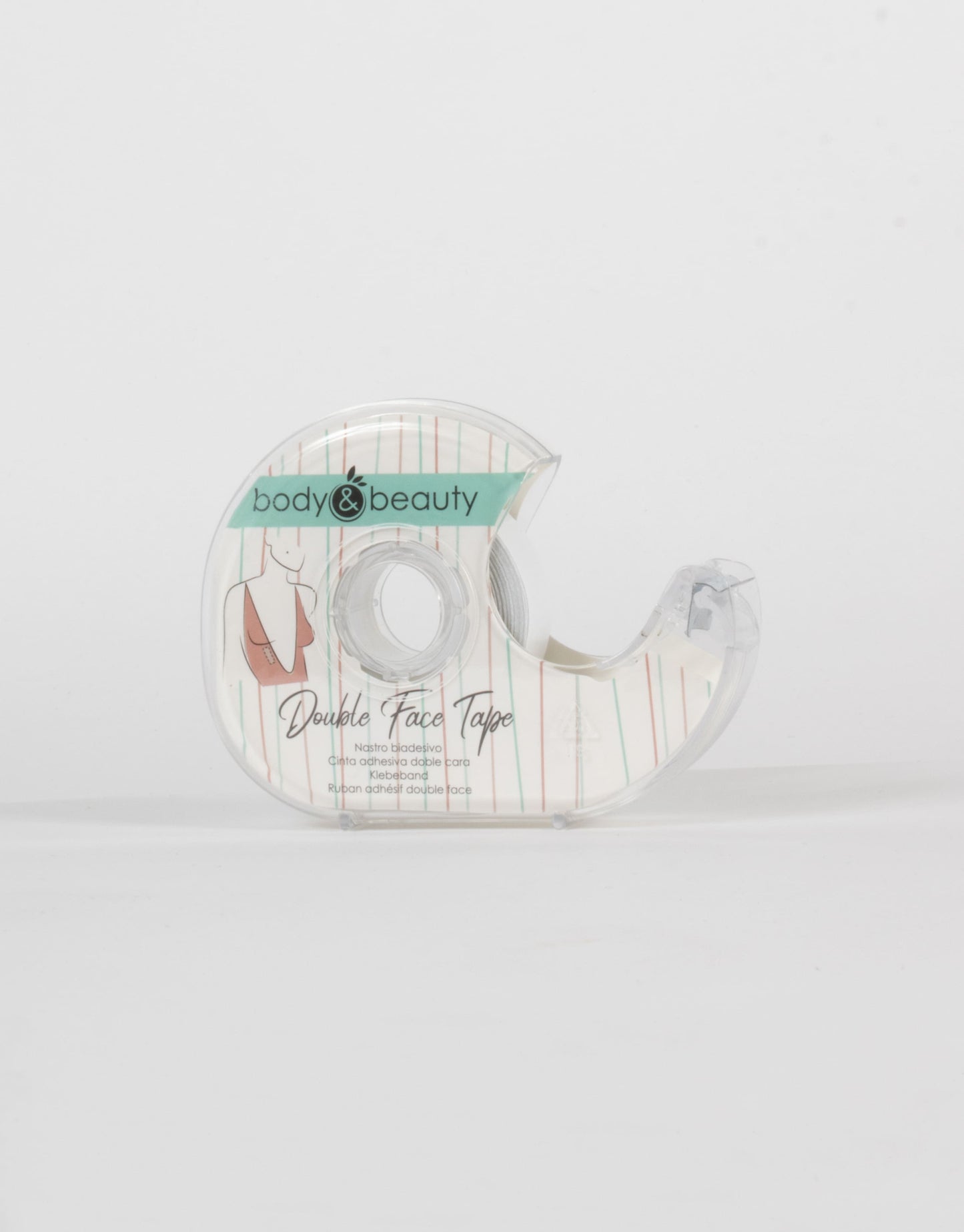 Body & Beauty Double Face Tape - Double sided sticky body tape made of soft fabric that is delicate but long lasting adhesive. It is perfect for securing clothes to the skin to help prevent your garment from moving out of place. It comes with two 5 meter rolls and a dispenser.