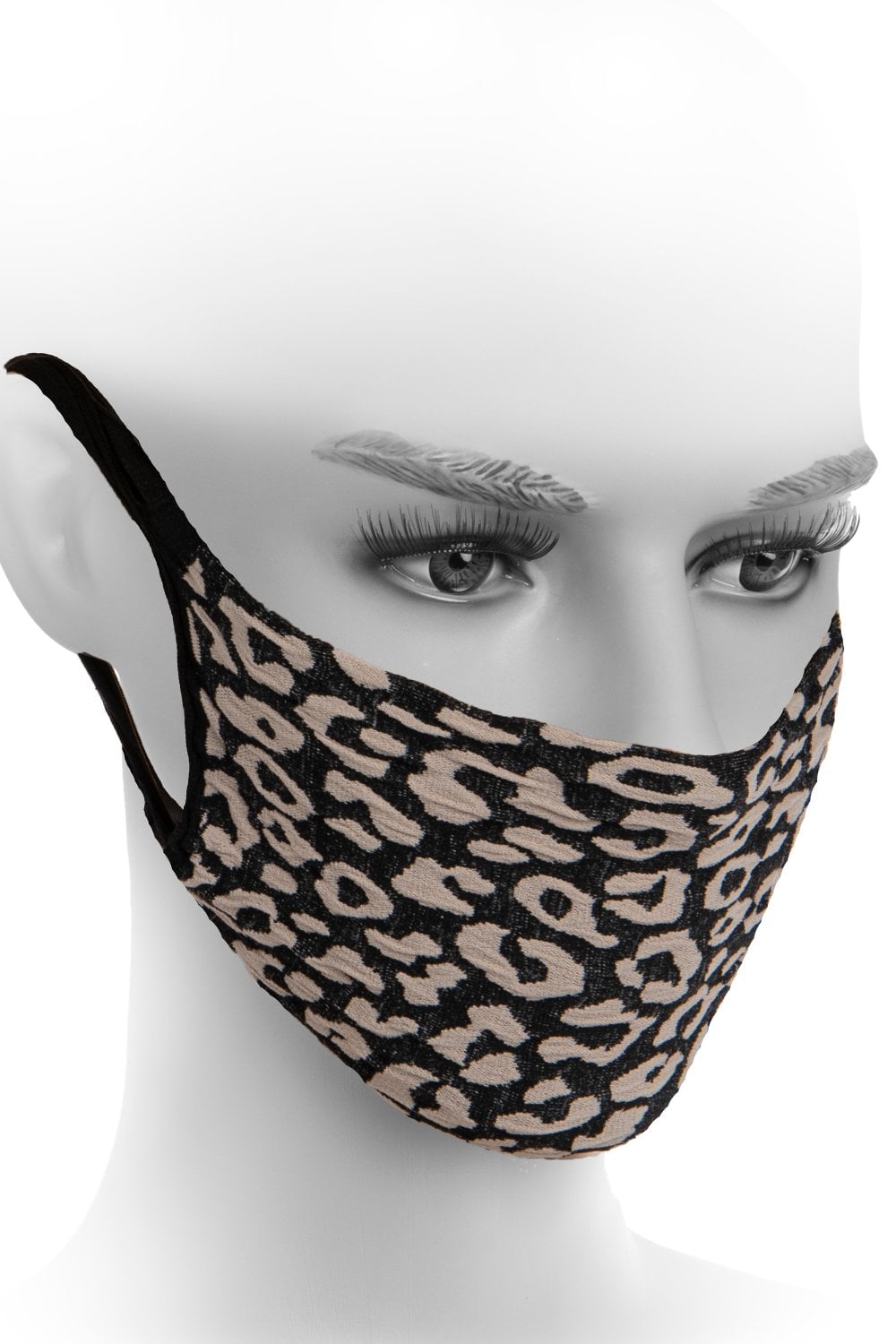 Fiore M0005 Leopard Print Hygiene Mask - black and beige face covering