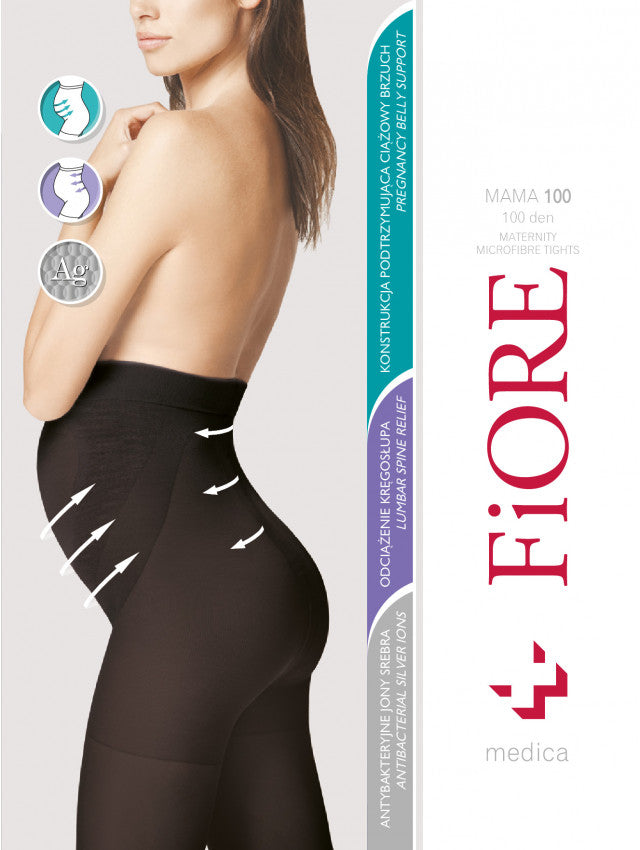 Fiore Mama 100 Den Medica - black opaque maternity pregnancy tights