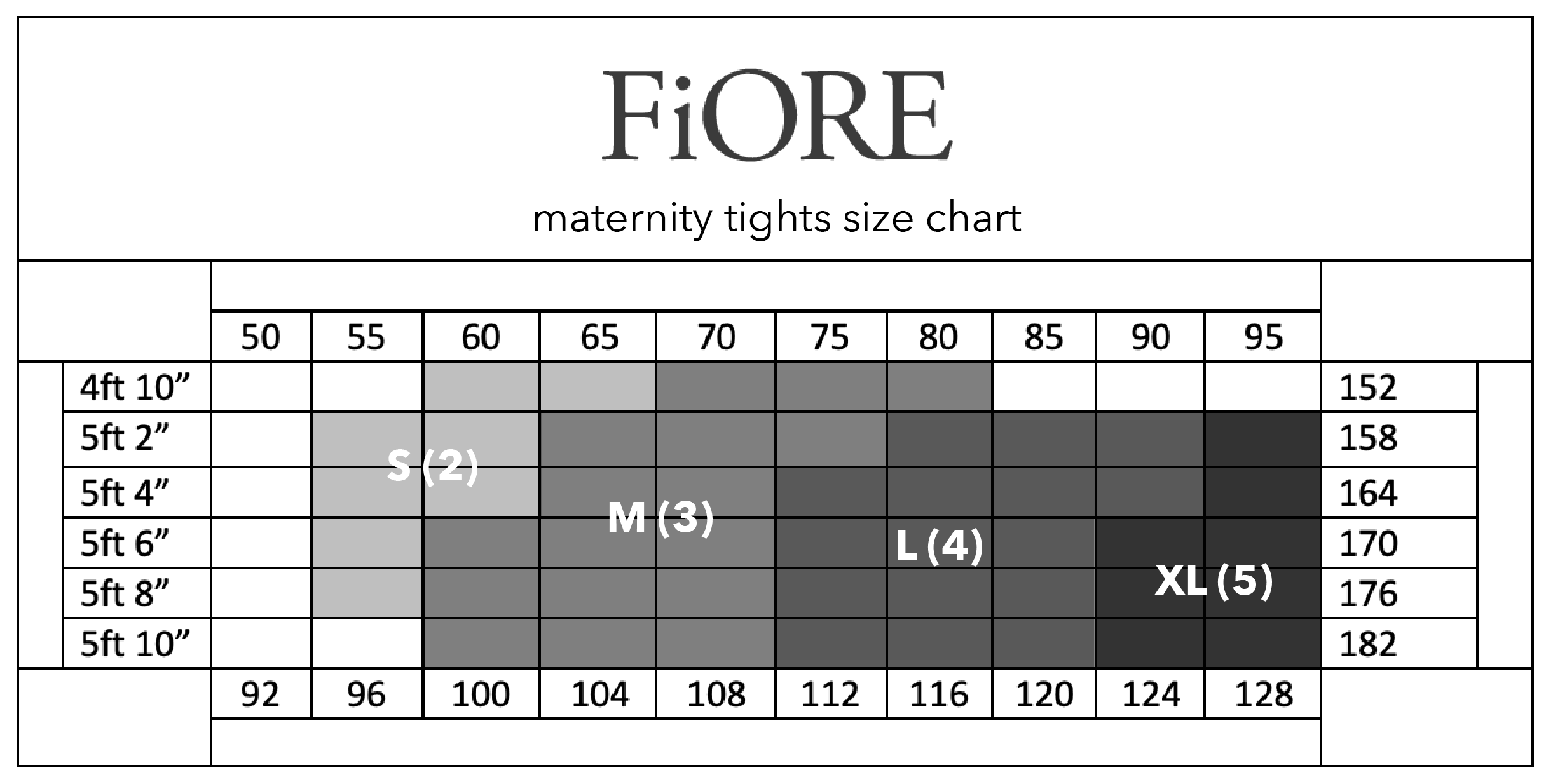 Feitycom Sizing Chart Size Charts - Tights Dept. Dublin, Ireland